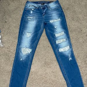 Sequin Midrise jeans